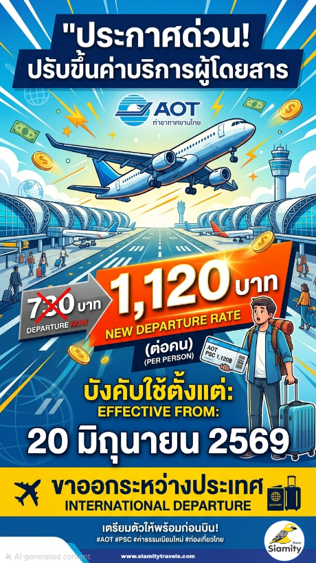 เตรียมตัวจ่ายเพิ่ม! ปรับขึ้นค่าบริการสนามบินขาออก (International PSC)