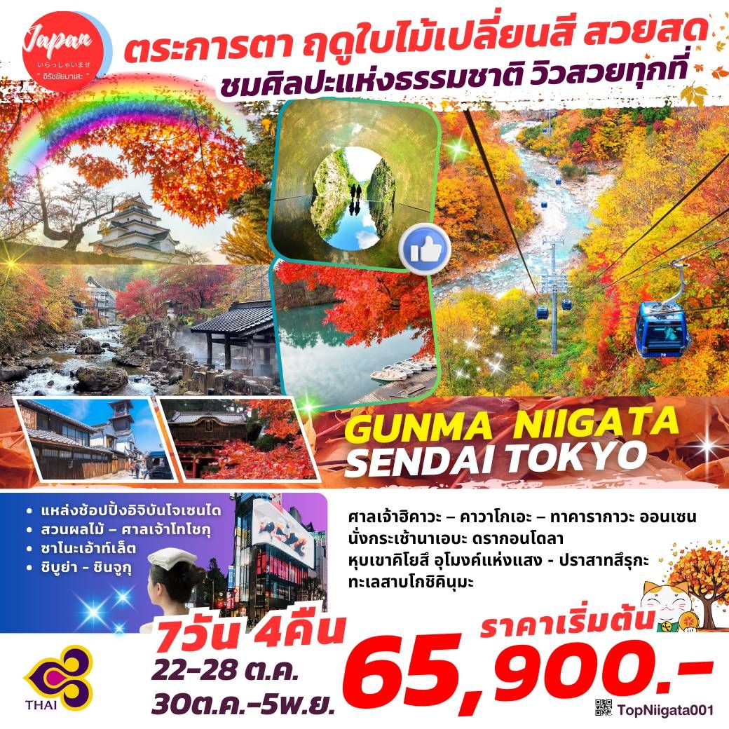 ทัวร์ญี่ปุ่น GUNMA NIIGATA SENDAI TOKYO 7วัน 4คืน (TG)